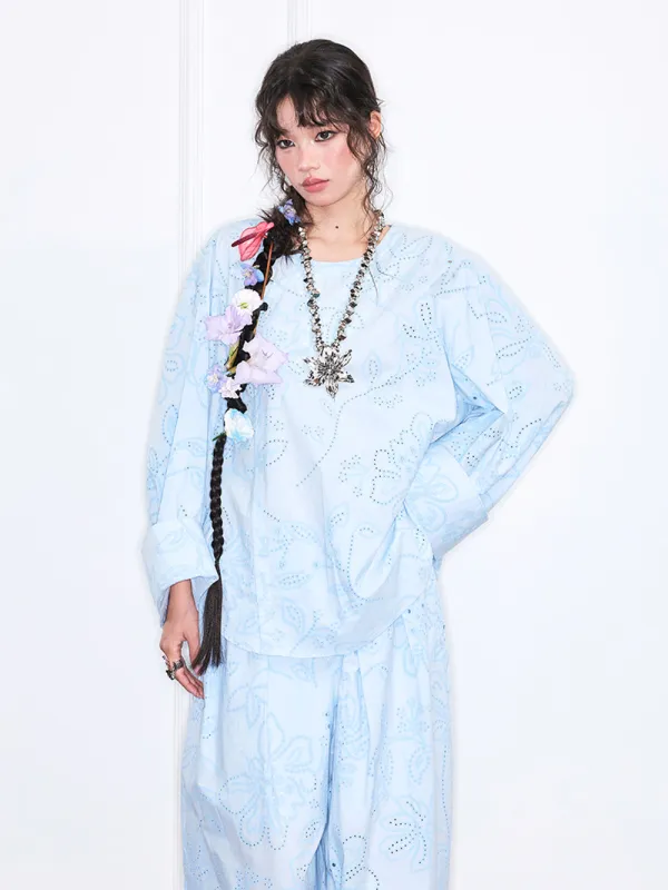 MUKZIN“Realm of Ethereal Mist”Romantic hollow-out shirt sold by Muzkin