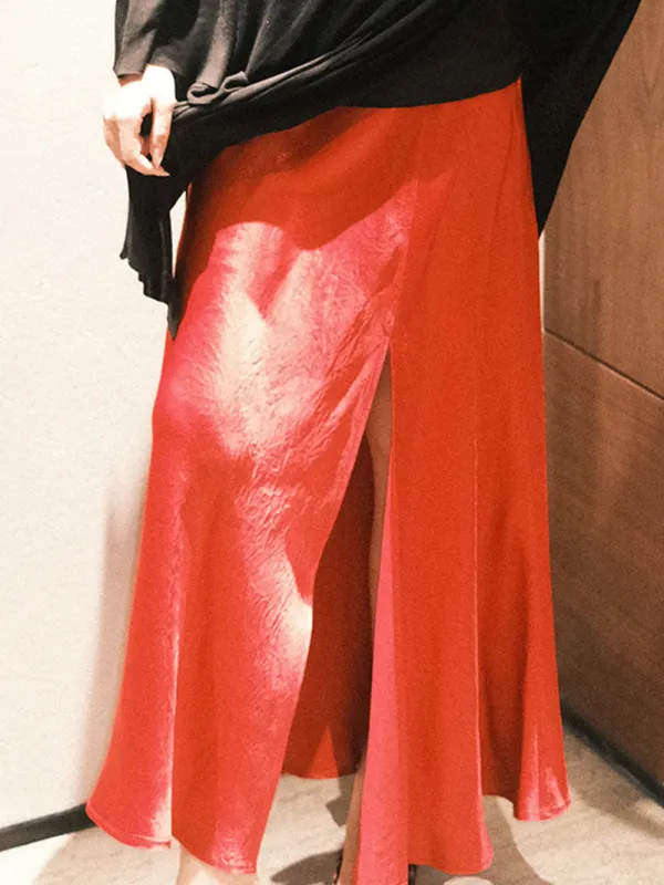 MUKZIN“Capsule Collection”Vintage Vermilion Design-Forward Midi Skirt sold by Muzkin