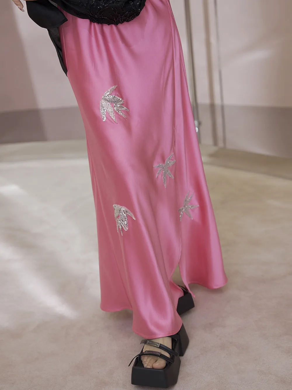 MUKZIN Pink Embroidered Slit Skirt sold by Muzkin product image thumbnail 5