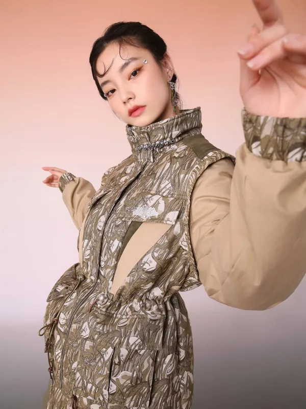 MUKZIN Brown Stitching Parka Jacket sold by Muzkin