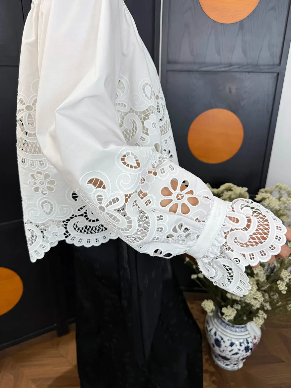 MUKZIN“Capsule Collection”White hollow-out lace loose shirt sold by Muzkin product image thumbnail 3