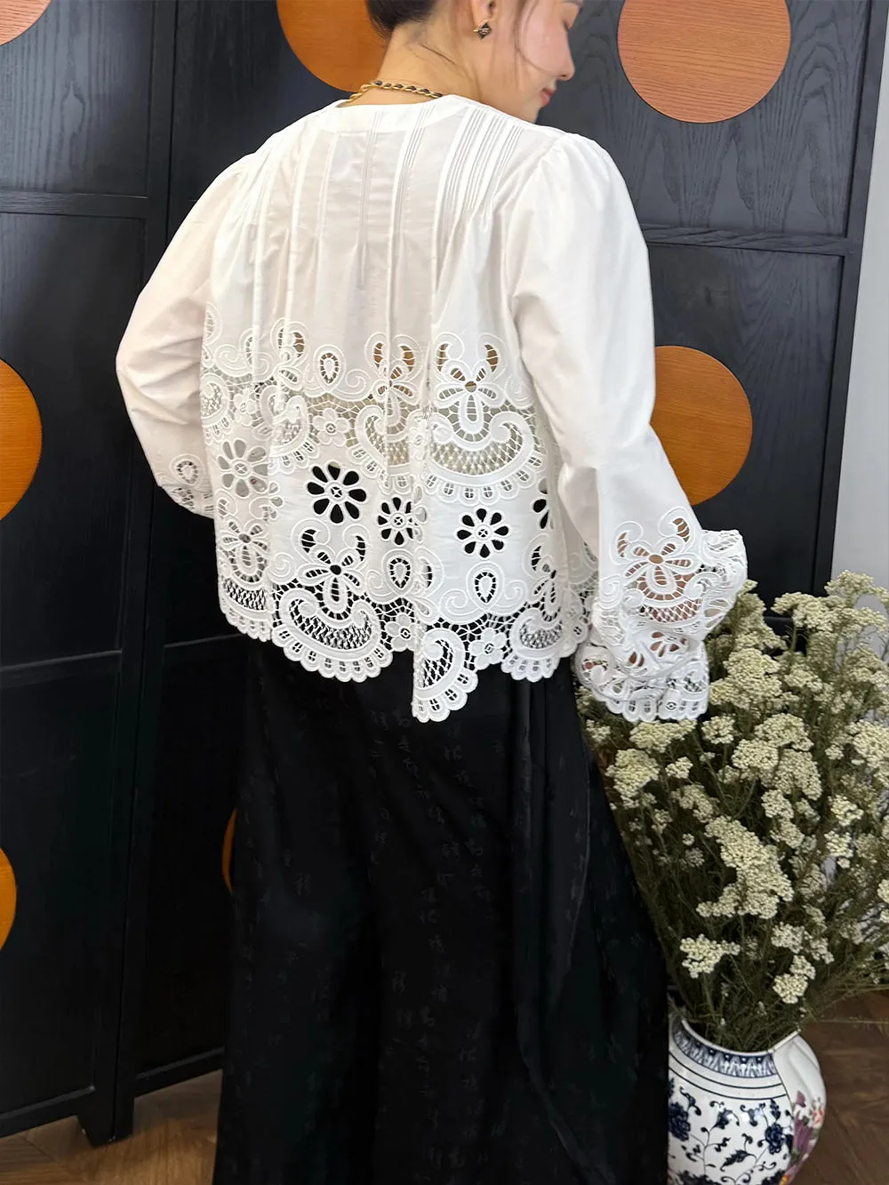 MUKZIN“Capsule Collection”White hollow-out lace loose shirt sold by Muzkin product image thumbnail 4