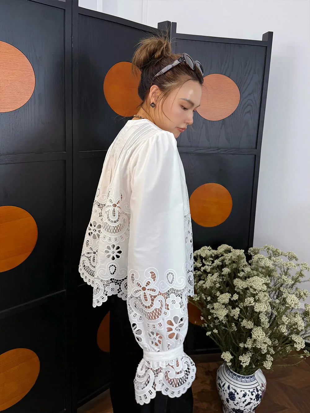 MUKZIN“Capsule Collection”White hollow-out lace loose shirt sold by Muzkin product image thumbnail 2