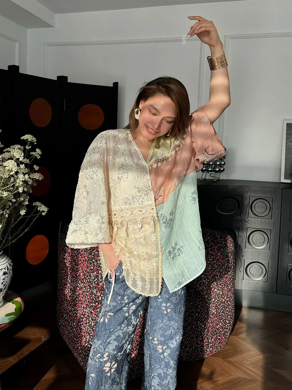 MUKZIN“Capsule Collection”New Chinese-style color-block shirt sold by Muzkin product image thumbnail 2