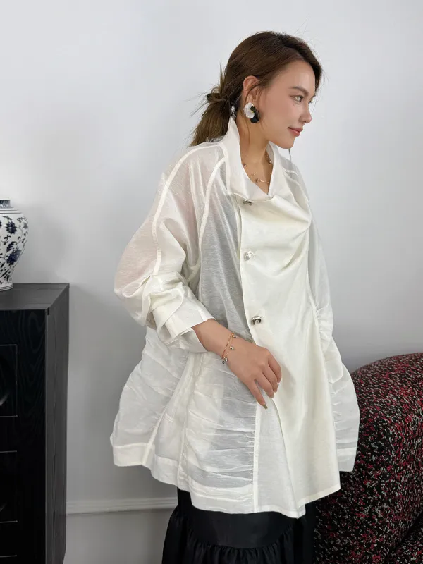 MUKZIN“Capsule Collection”White loose-fitting thin shirt sold by Muzkin