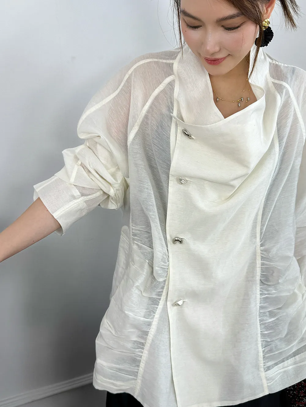 MUKZIN“Capsule Collection”White loose-fitting thin shirt sold by Muzkin product image thumbnail 4