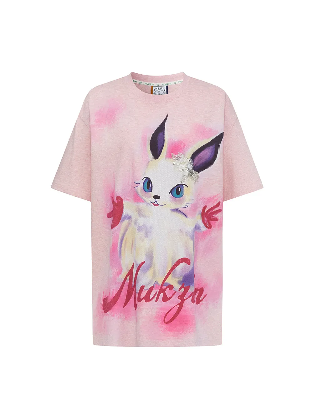 Mukzin "Ode To The New Summer"Dreamy Pink Printed Short-Sleeved T-Shirt sold by Muzkin product image thumbnail 2