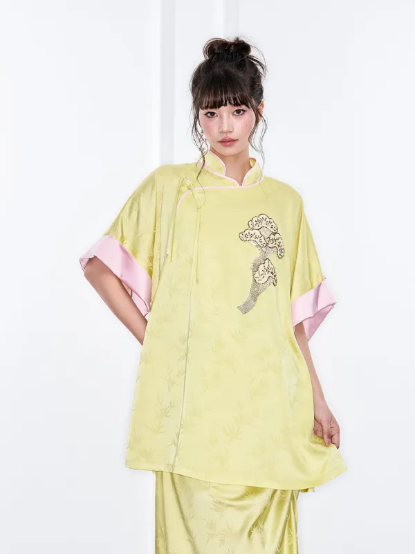 MUKZIN "Ode to the New Summer"Neo - Chinese Style Bamboo - Print Qipao sold by Muzkin