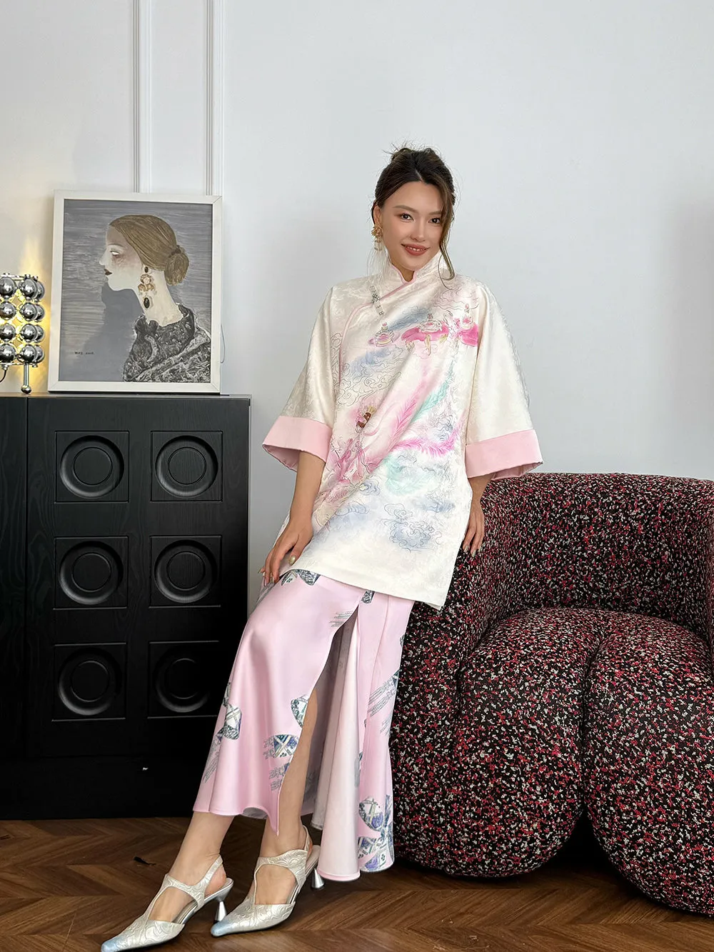 MUKZIN“Capsule Collection”New Chinese-style Printed Elegant Half Skirt sold by Muzkin product image thumbnail 3