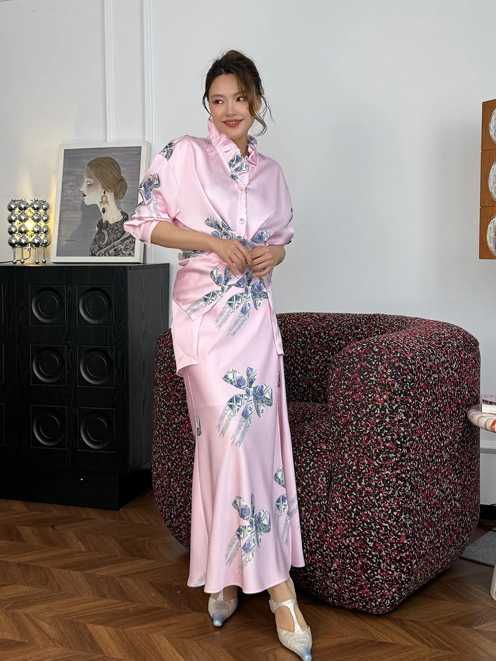 MUKZIN“Capsule Collection”New Chinese-style Printed Elegant Half Skirt sold by Muzkin