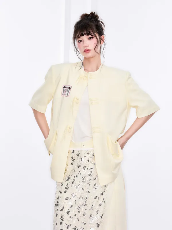 MUKZIN "Ode to the New Summer"Light Yellow Chinese-style Suit Jacket sold by Muzkin