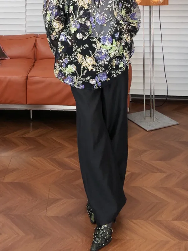 MUKZIN“Capsule Collection”Black Straight - leg Suit Trousers sold by Muzkin