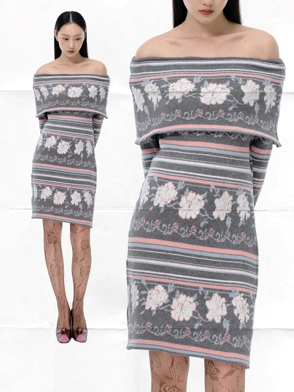 MUKTANK×LOUMUTAKU One-shoulder Dress With Flower Patterns sold by Muzkin product image thumbnail 3