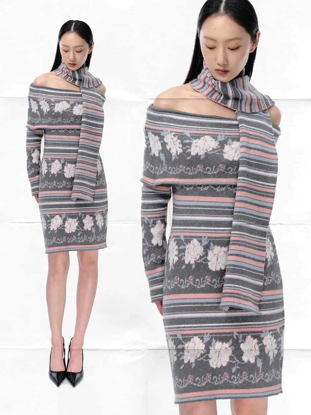 MUKTANK×LOUMUTAKU One-shoulder Dress With Flower Patterns sold by Muzkin product image thumbnail 2
