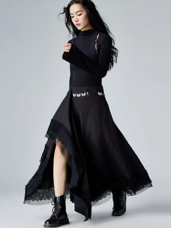 MUKTANK × CUUDICLAB Irregular Flared Skirt sold by Muzkin