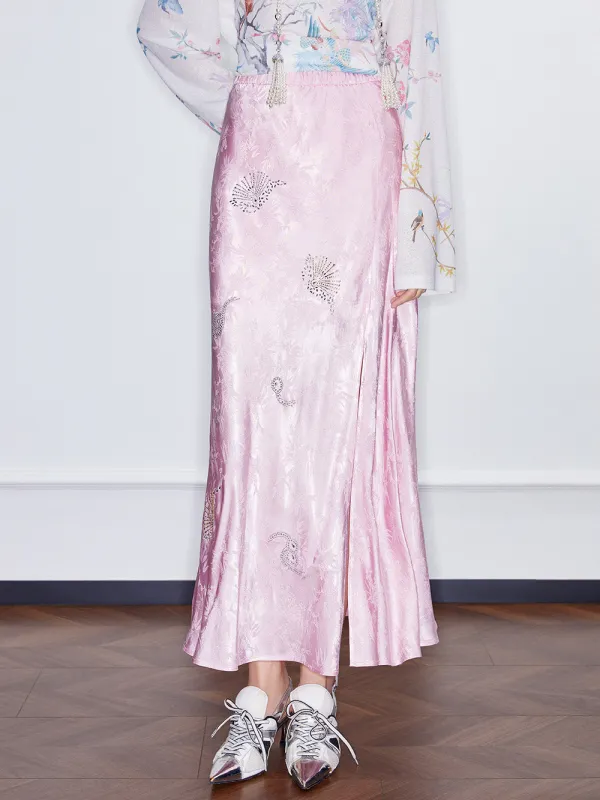 MUKZIN Spring Prelude "Awakening of Spring" High-slit Straight Flared Skirt sold by Muzkin