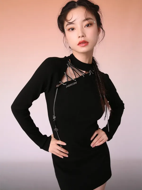 MUKZIN Plain Look-thin Long Sleeve Short Charming Dresses sold by Muzkin