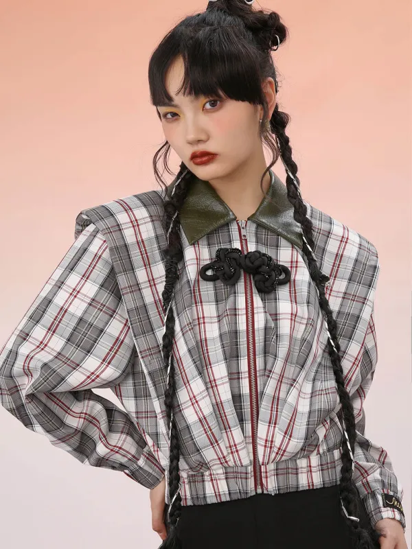 MUKZIN Plaid Cropped Top Coat sold by Muzkin