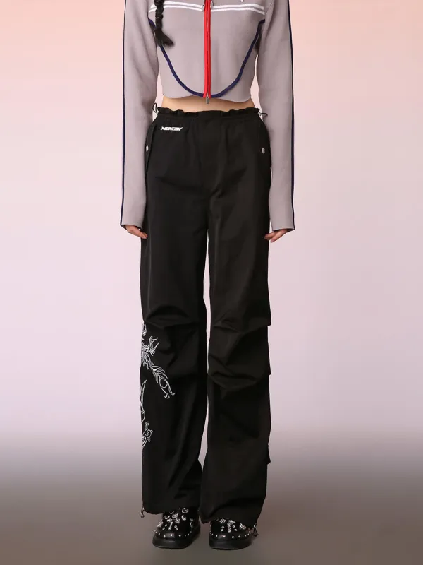 MUKZIN Black Embroidered Pattern Cargo Pants sold by Muzkin