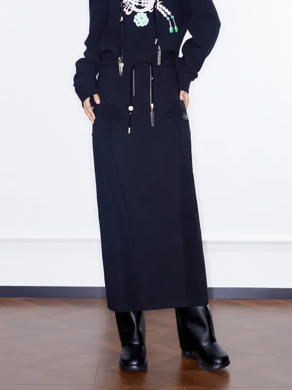 MUKZIN Linglong New Chinese Style Long Skirt with Elastic Waistband sold by Muzkin