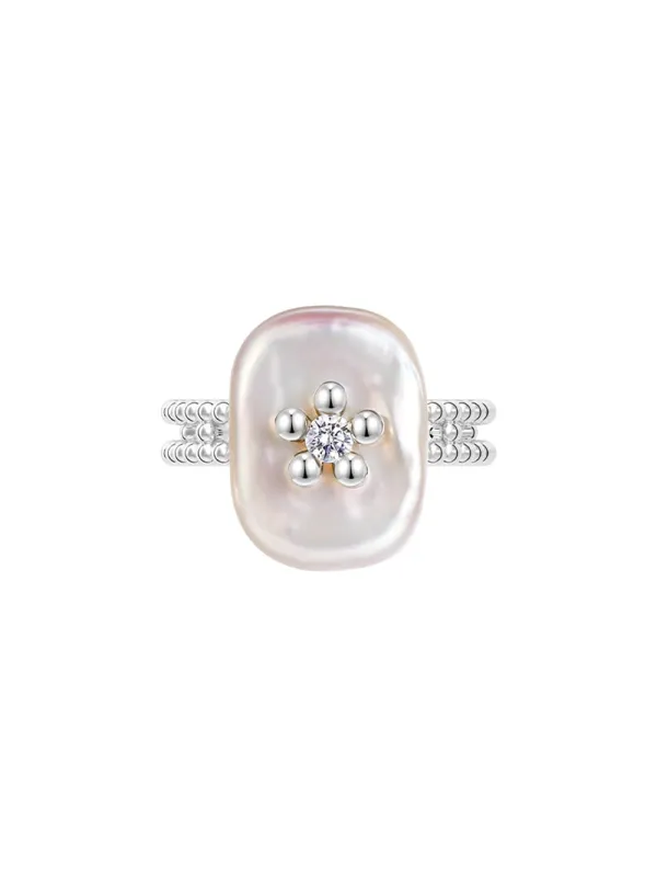 MUKTANK x SUN HUNTER Rectangular Freshwater Pearl Ring sold by Muzkin