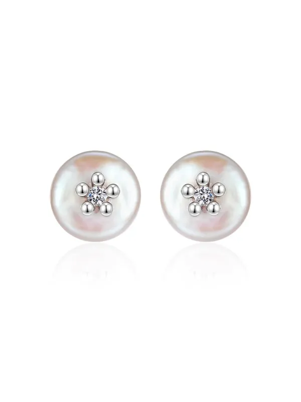MUKTANK x SUN HUNTER Round Freshwater Pearl Stud Earrings sold by Muzkin