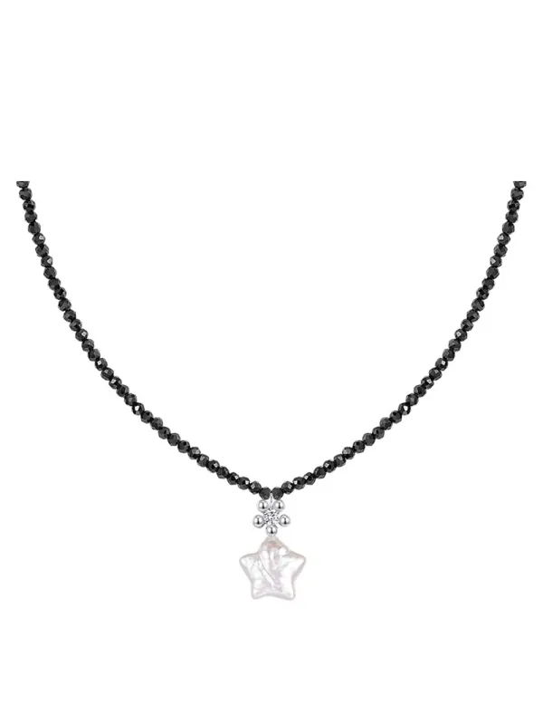 MUKTANK x SUN HUNTER Black Crystal Star Pearl Necklace sold by Muzkin