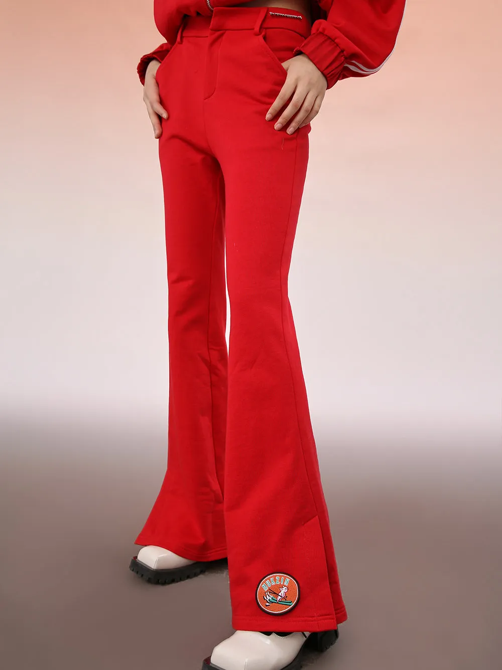 MUKZIN Red Chain Straight-Leg Athletic Trousers sold by Muzkin