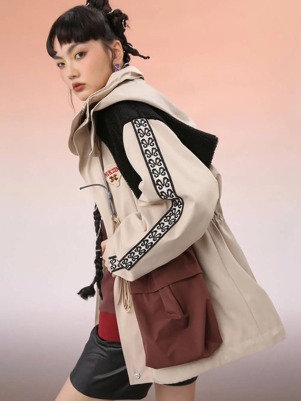 MUKZIN Mid-Length Loose-Fit Brown Jacket sold by Muzkin product image thumbnail 2