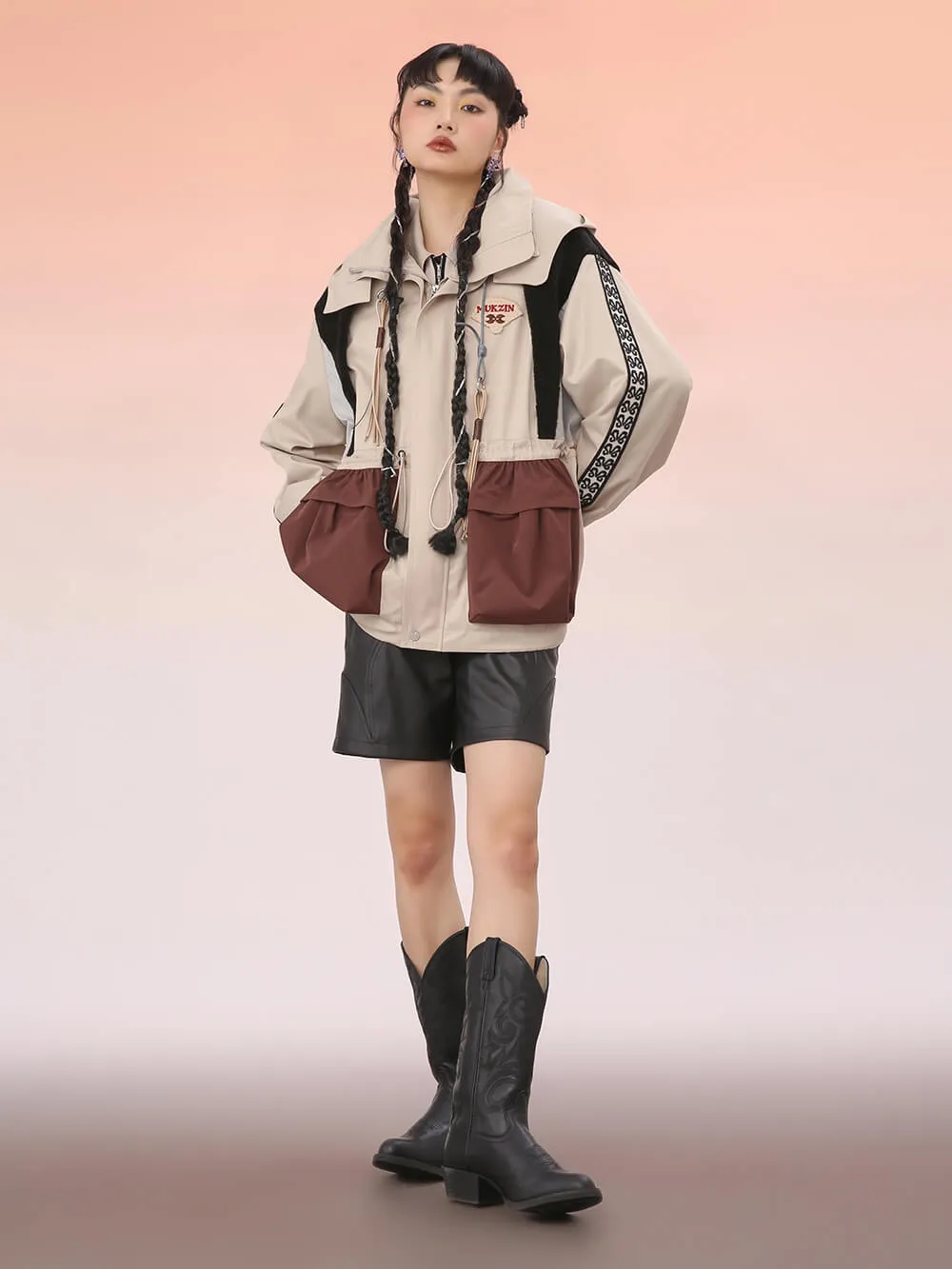 MUKZIN Mid-Length Loose-Fit Brown Jacket sold by Muzkin product image thumbnail 4