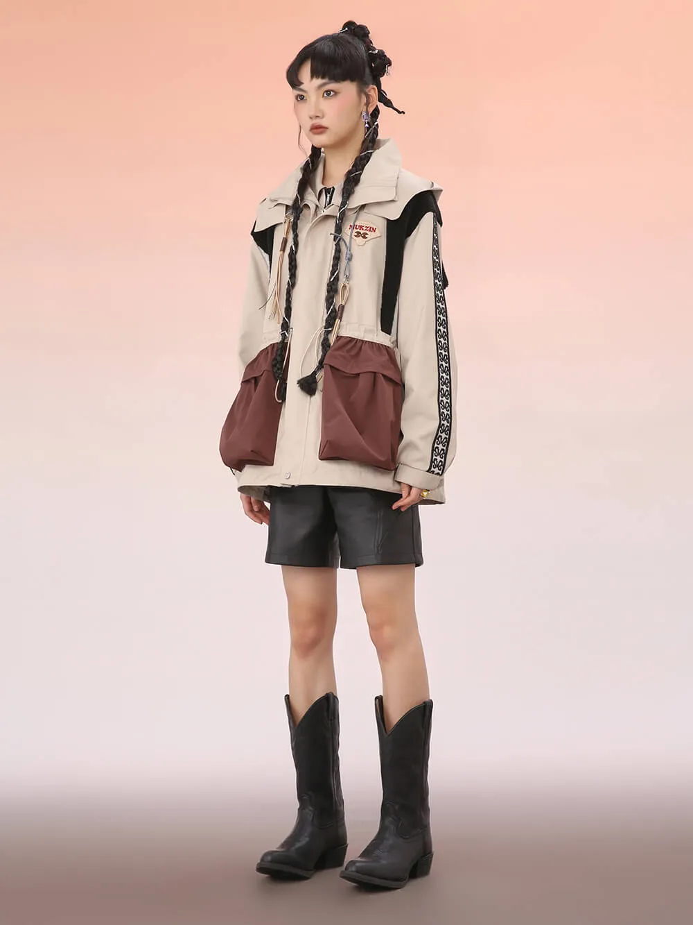 MUKZIN Mid-Length Loose-Fit Brown Jacket sold by Muzkin product image thumbnail 5