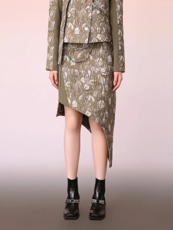 MUKZIN Printed Irregular Design Skirt sold by Muzkin