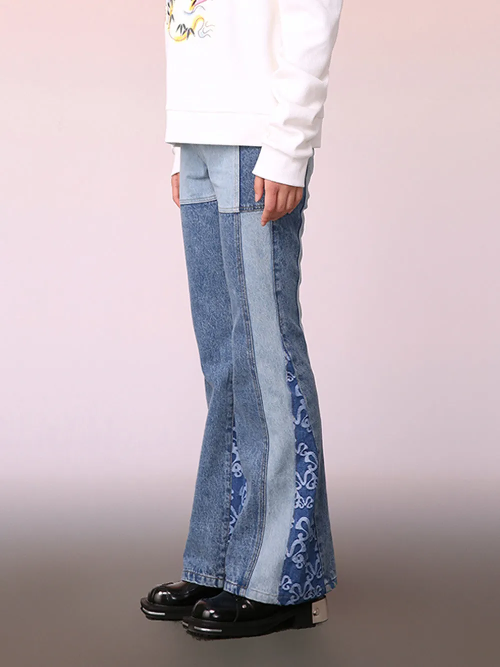 MUKZIN Trendy Light Blue Denim Flared Trousers sold by Muzkin product image thumbnail 4