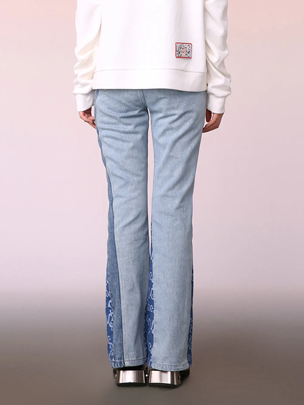 MUKZIN Trendy Light Blue Denim Flared Trousers sold by Muzkin product image thumbnail 5