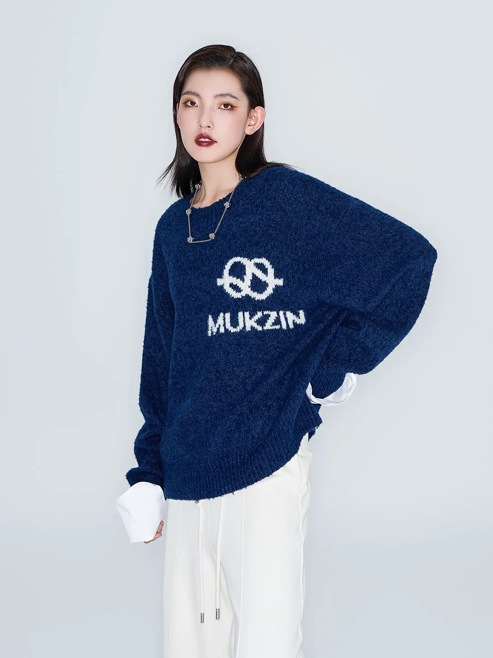 MUKZIN Linglong "Bafang Linglong" detachable Cuffs Crew Neck White Wool Top sold by Muzkin product image thumbnail 5