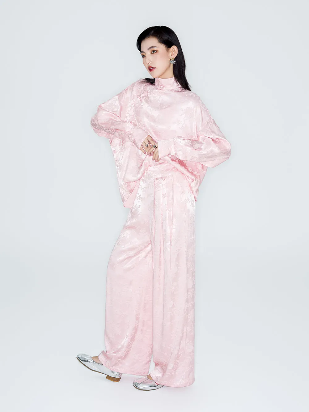 MUKZIN Linglong "Intoxicated by Flowers" - Neo-Chinese Relaxed Wide-Leg Trousers sold by Muzkin product image thumbnail 2