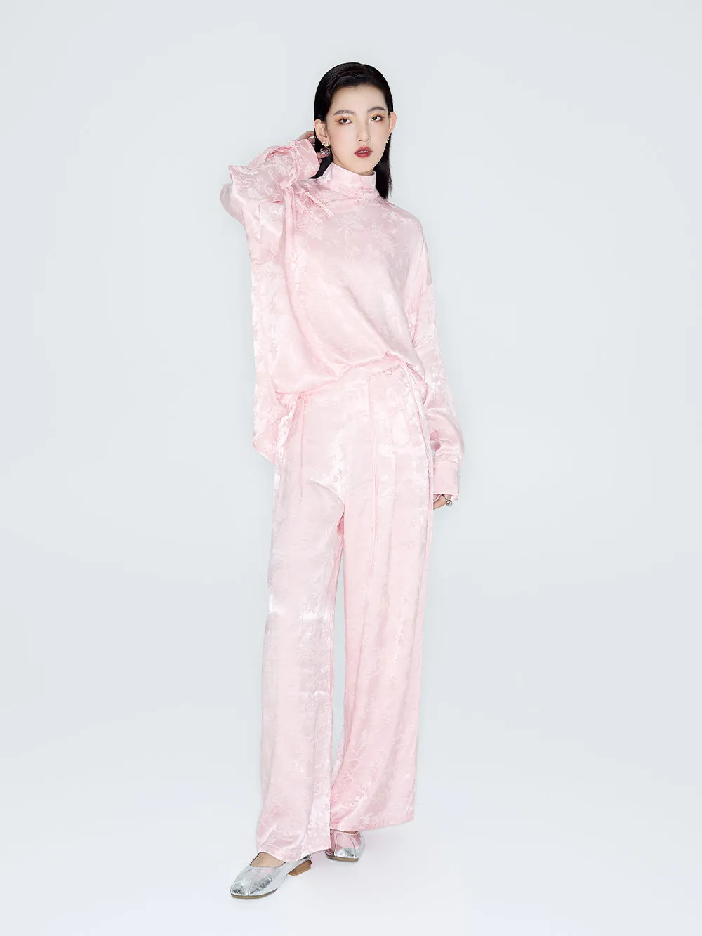 MUKZIN Linglong "Intoxicated by Flowers" - Neo-Chinese Relaxed Wide-Leg Trousers sold by Muzkin product image thumbnail 3