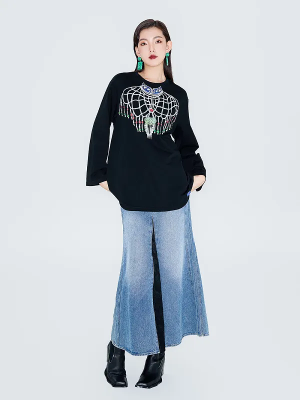 MUKZIN Linglong "Pearl" New Chinese Messy Knit Long Sleeve Shirt sold by Muzkin