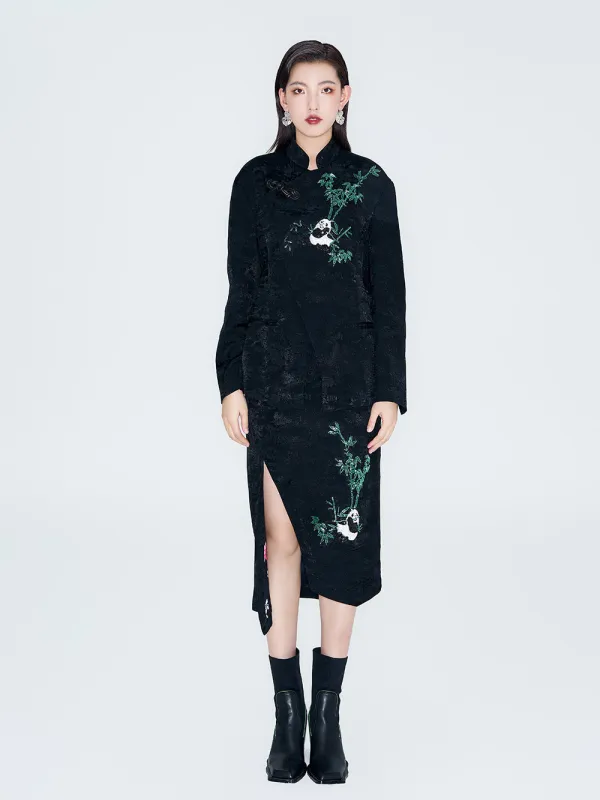 MUKZIN Linglong Asymmetric Diagonal Slit Midi Skirt sold by Muzkin