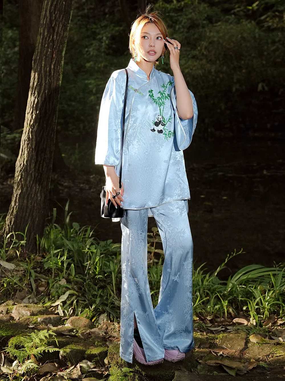 MUKZIN Blue Slim-fit Slit Pants sold by Muzkin product image thumbnail 2
