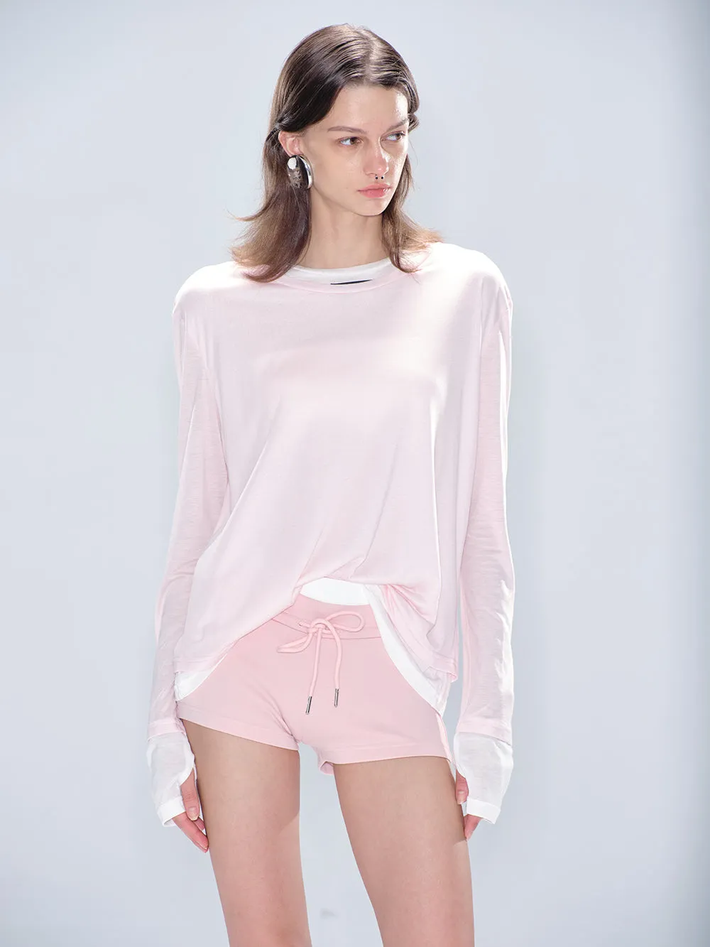 MUKTANK x MODULER Tencel Lightweight Long Sleeve Faux-Layer T-Shirt sold by Muzkin product image thumbnail 2