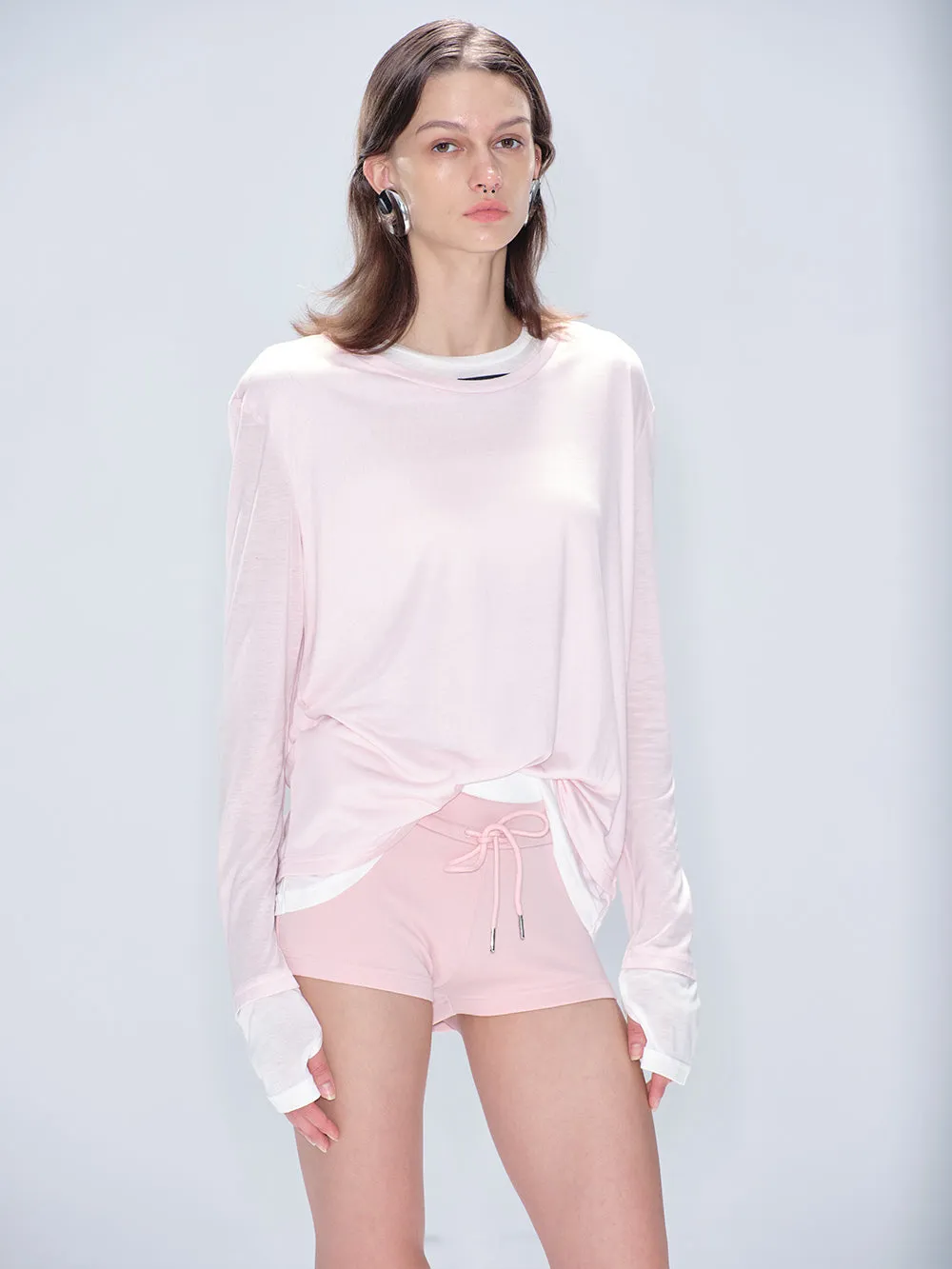 MUKTANK x MODULER Tencel Lightweight Long Sleeve Faux-Layer T-Shirt sold by Muzkin product image thumbnail 3