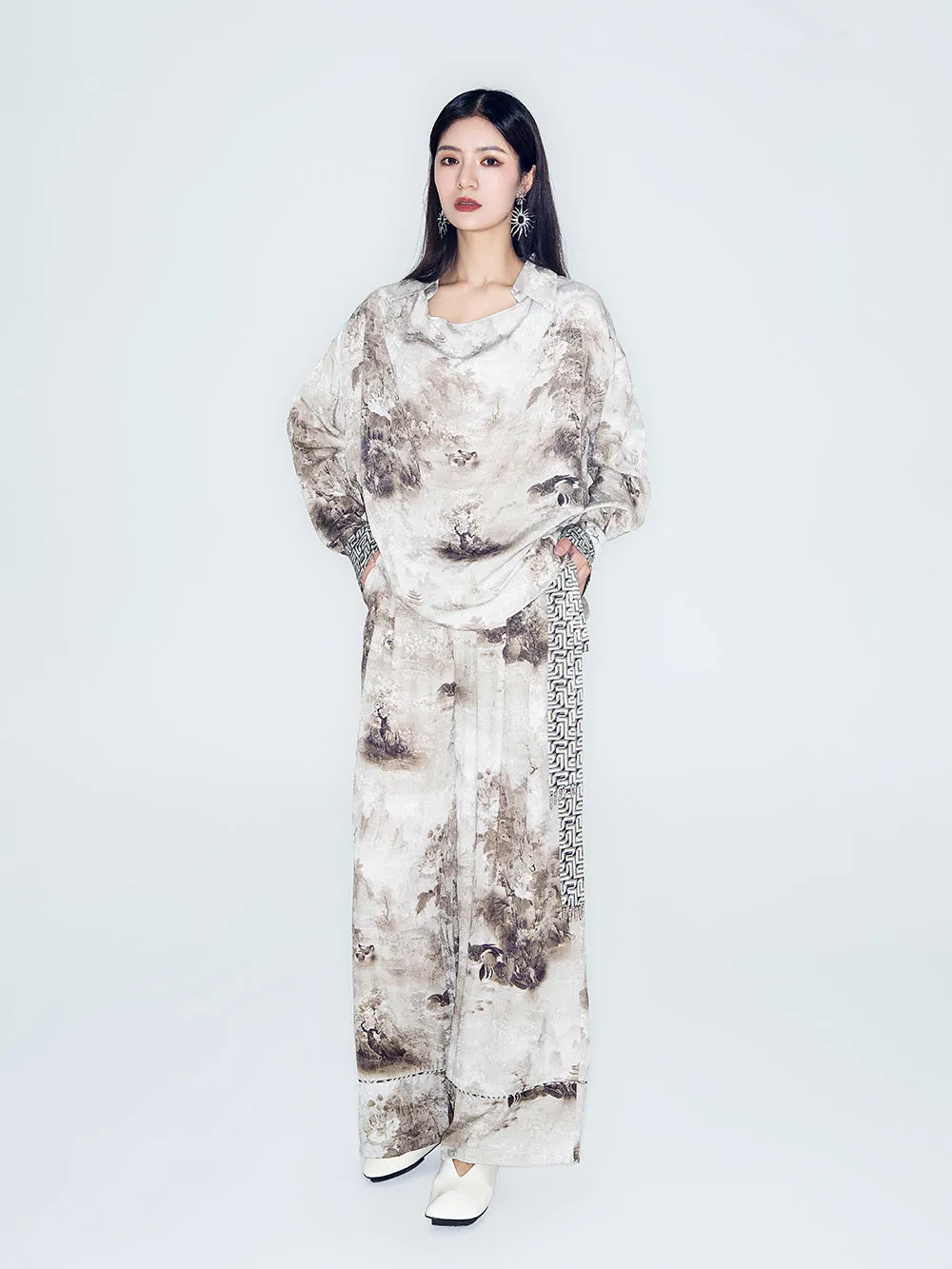 MUKZIN Lilong "Mandarin Duck" Asymmetric Ink-Wash Shirt sold by Muzkin product image thumbnail 2