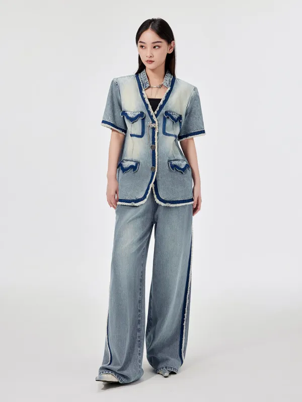 MUKZIN Blue Denim Casual Pant sold by Muzkin