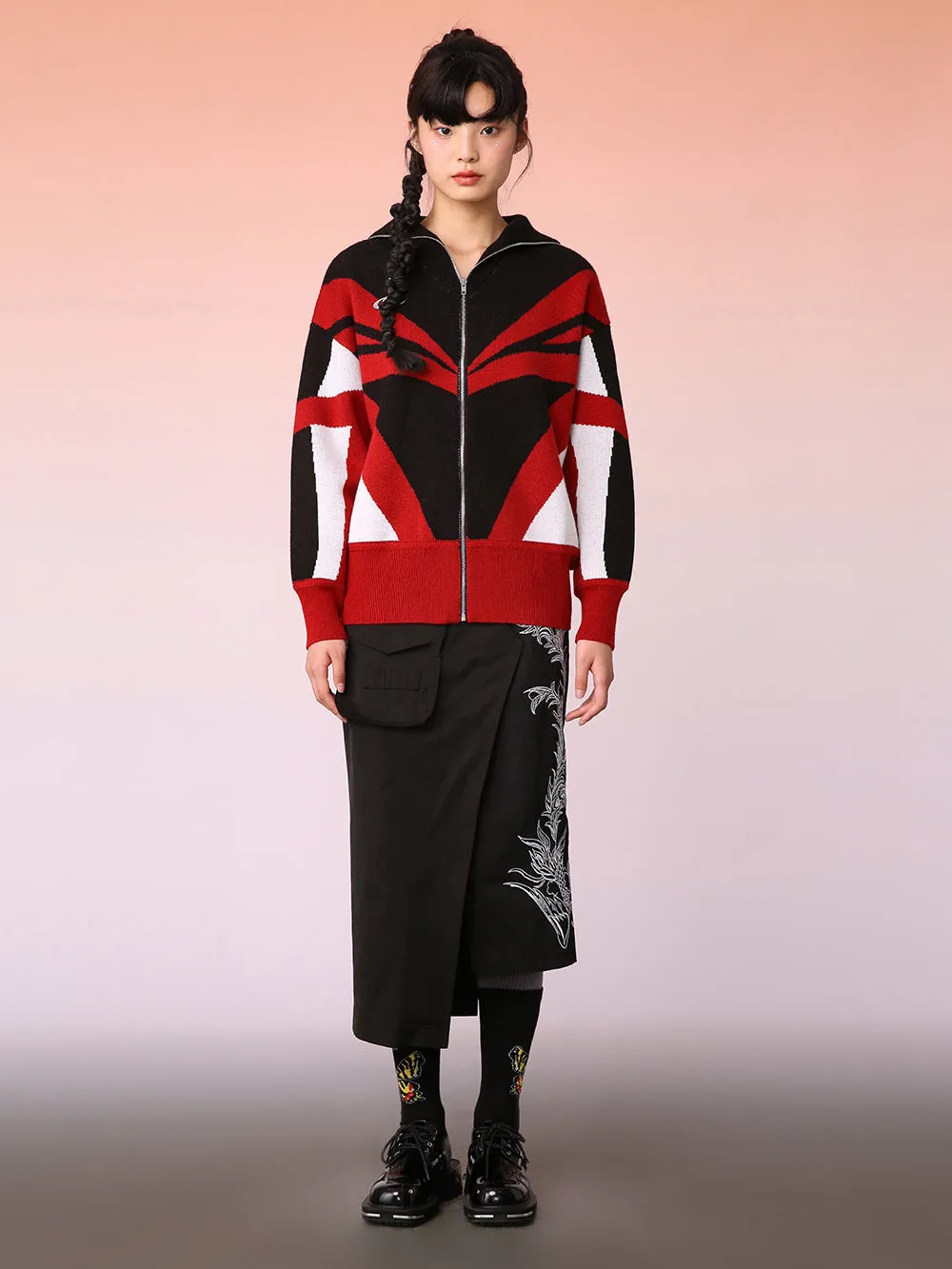 MUKZIN Black Embroidered Pattern Cargo Skirt sold by Muzkin product image thumbnail 3