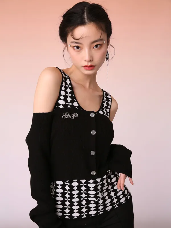 MUKZIN Black Jacquard Knit Tank Top and Thermal Jacket sold by Muzkin