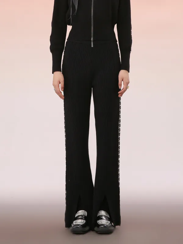 MUKZIN Black Slim-fit Trousers With Webbing sold by Muzkin