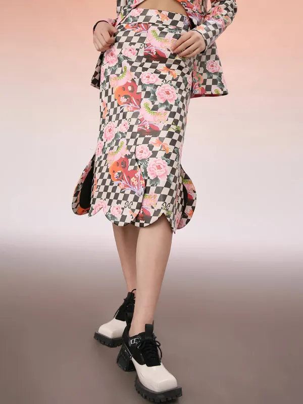 MUKZIN Printed PU Long Skirt sold by Muzkin