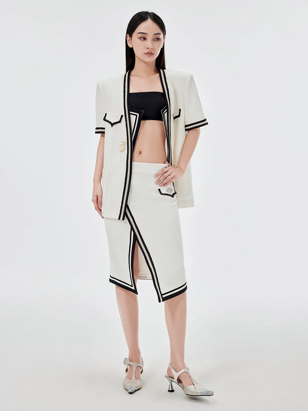 MUKZIN White Navy Cardigan Jacket sold by Muzkin product image thumbnail 5