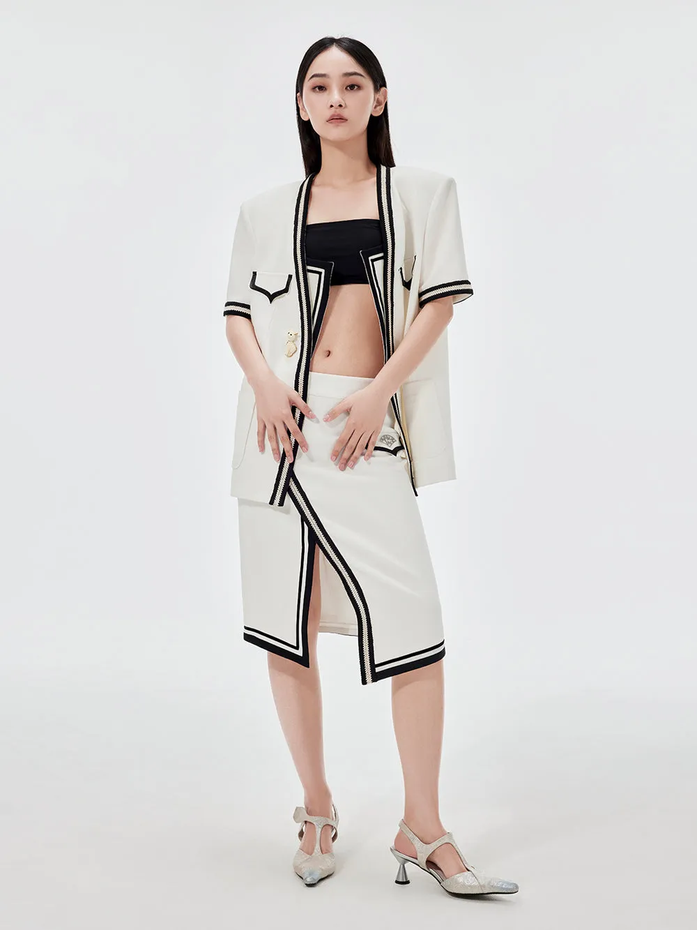 MUKZIN White Navy Cardigan Jacket sold by Muzkin product image thumbnail 3